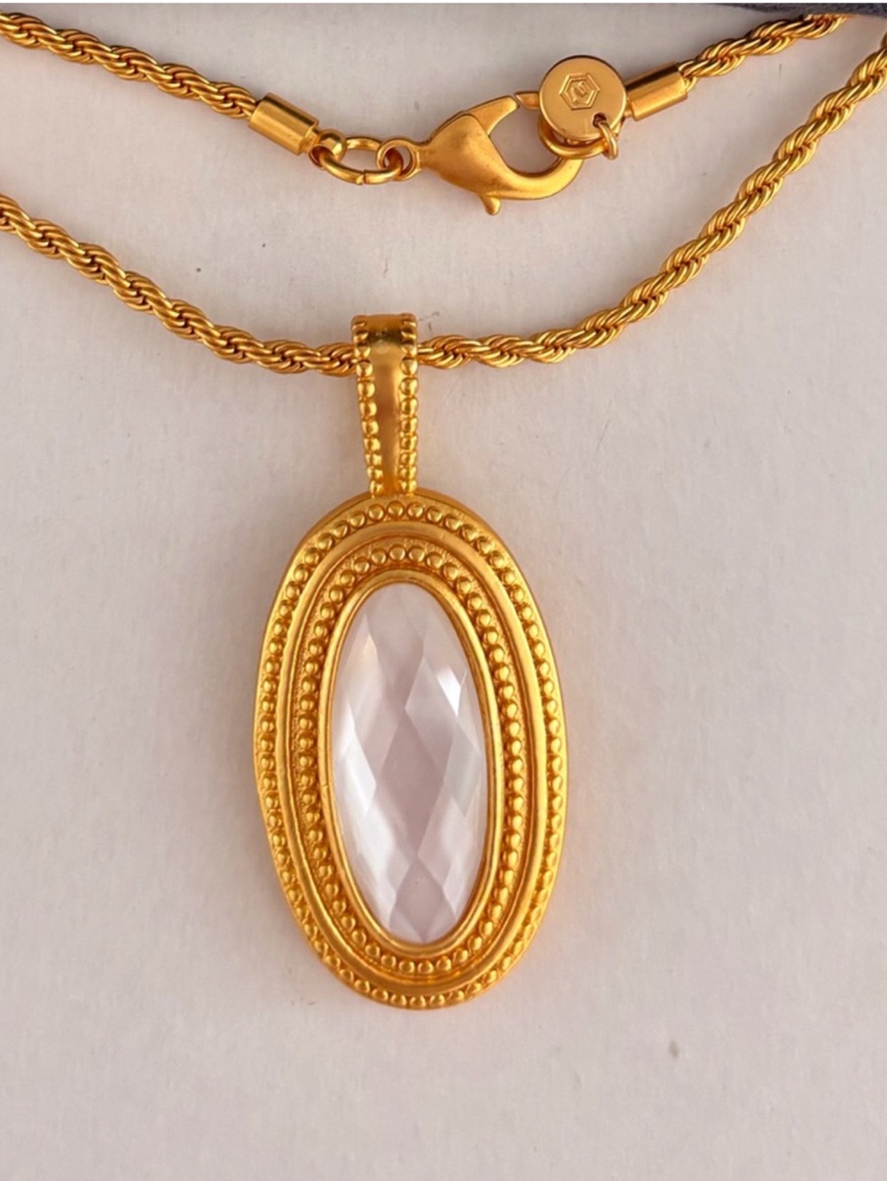 NWOT Julie Vos Gemstone Statement Gold Oval Pendant Necklace